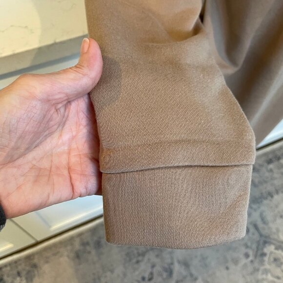 Wishlist 1/4 Zip LS Collared Drop Shoulders Sweatshirt Midi Dress Tan Sz S NWOT - Picture 6 of 12